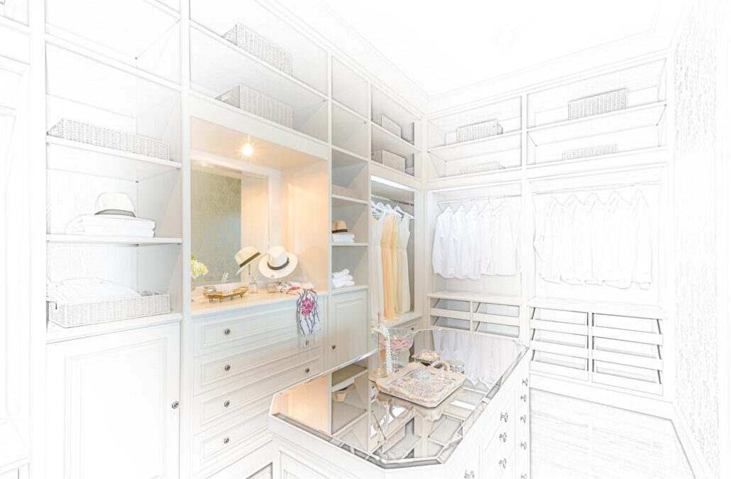 sketch design of luxury walk in closet